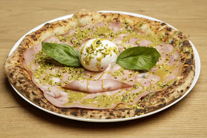 Pizza Mortadella y Pistacho de Da Ninina